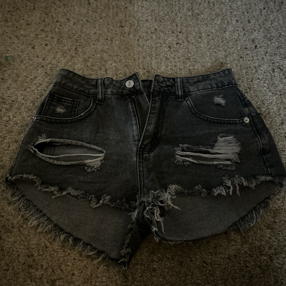 Others Follow Charcoal Distressed Jean Shorts